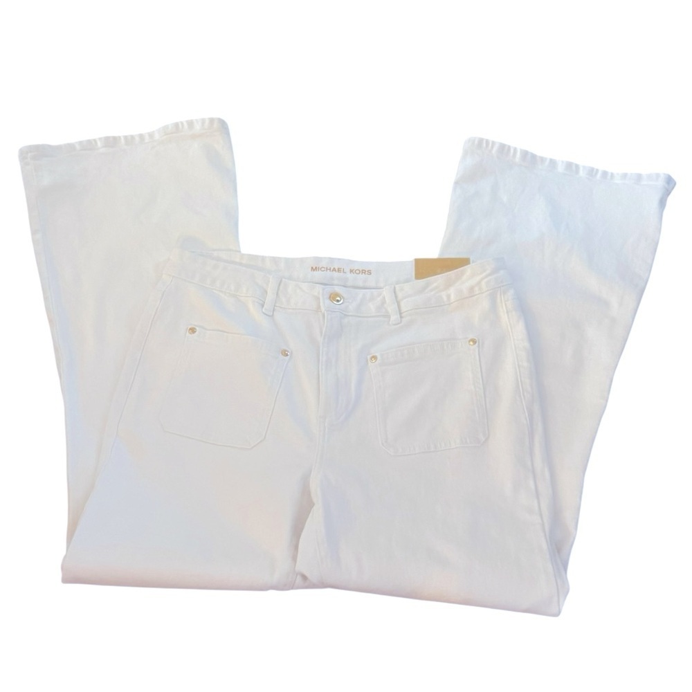 MICHAEL KORS Selma Flare Leg High Rise White Jeans Size 12 NEW - Picture 5 of 10
